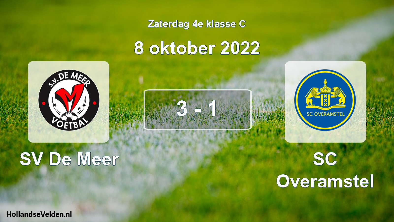 Total number of matches played: SV De Meer - SC Overamstel 3 - 1 (8 October 2022)