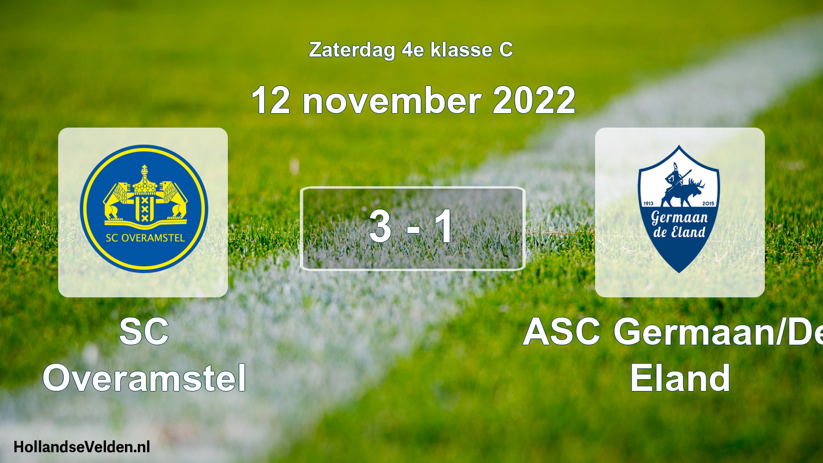 Total number of matches played: SC Overamstel - ASC Germaan/De Eland 3 - 1 (12 November 2022)