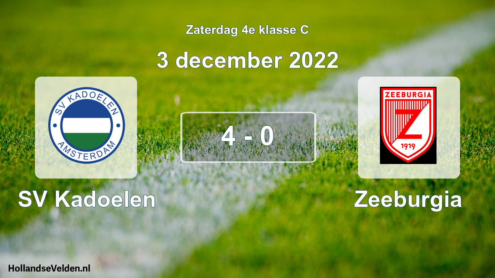 Total number of matches played: SV Kadoelen - Zeeburgia 4 - 0 (3 December 2022)