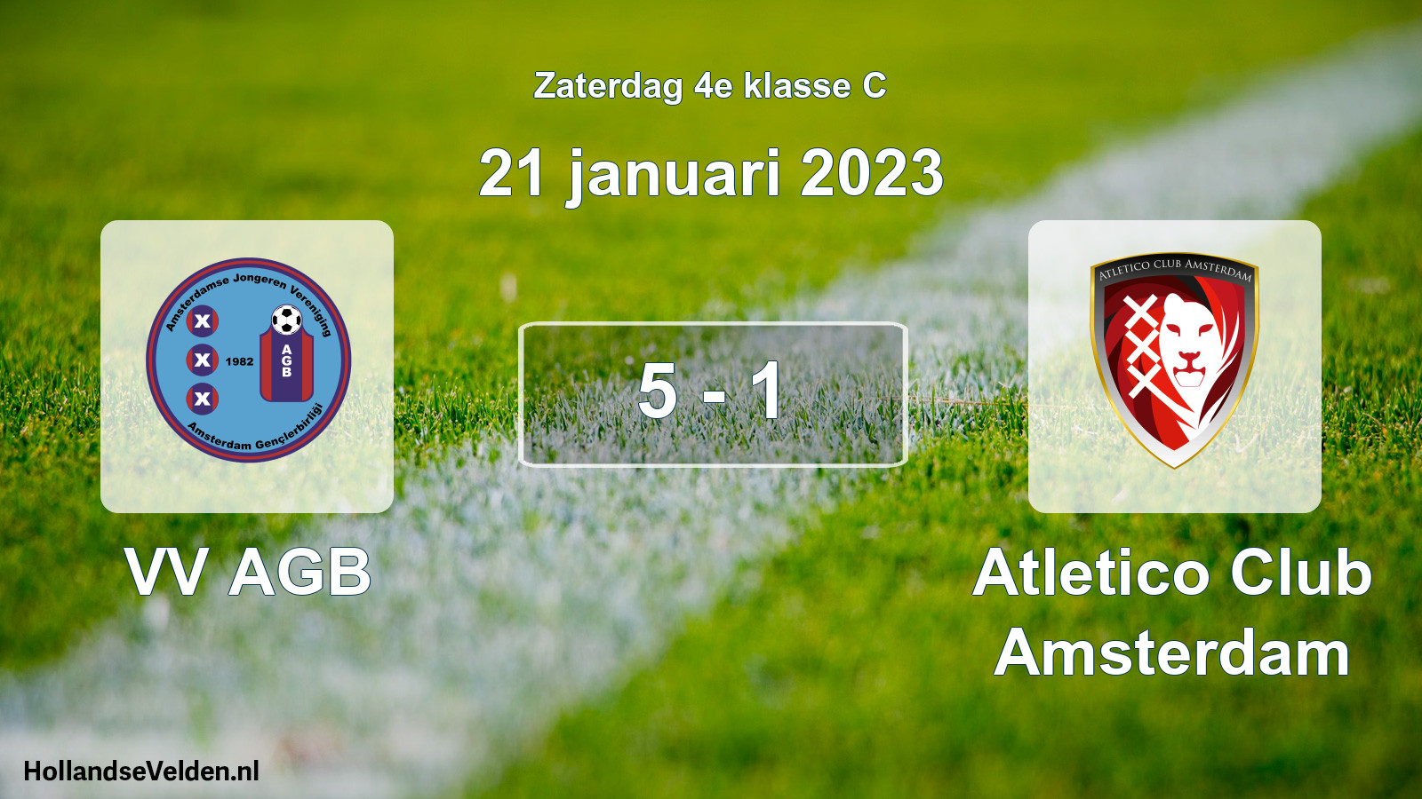 Total number of matches played: VV AGB - Atletico Club Amsterdam 5 - 1 (21 January 2023)