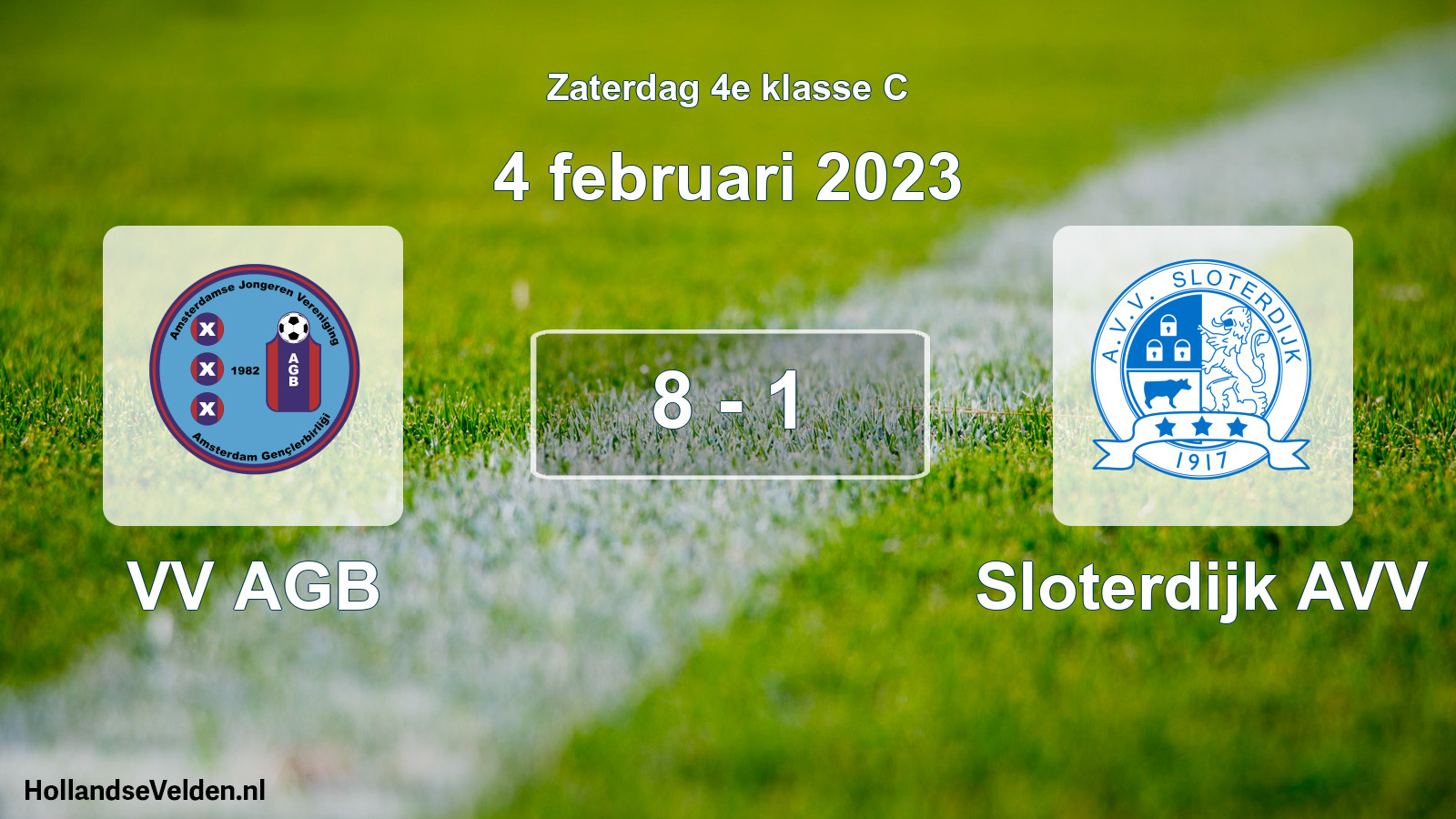 Total number of matches played: VV AGB - Sloterdijk AVV 8 - 1 (4 February 2023)