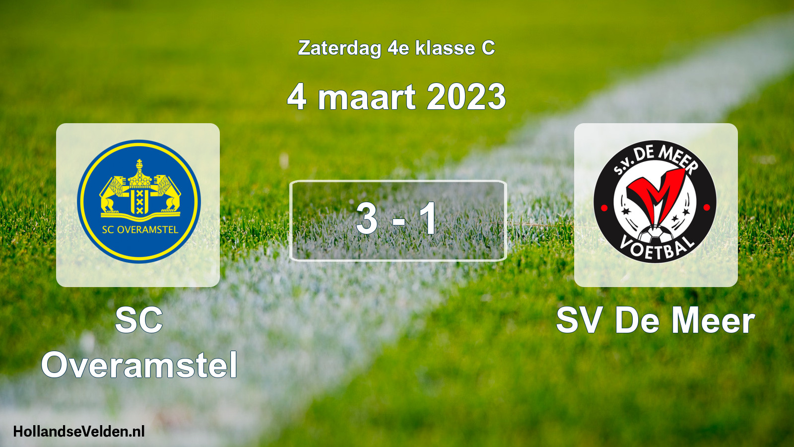 Total number of matches played: SC Overamstel - SV De Meer 3 - 1 (4 March 2023)