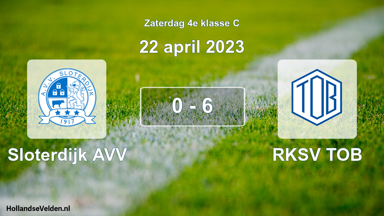 Total number of matches played: Sloterdijk AVV - RKSV TOB 0 - 6 (22 April 2023)