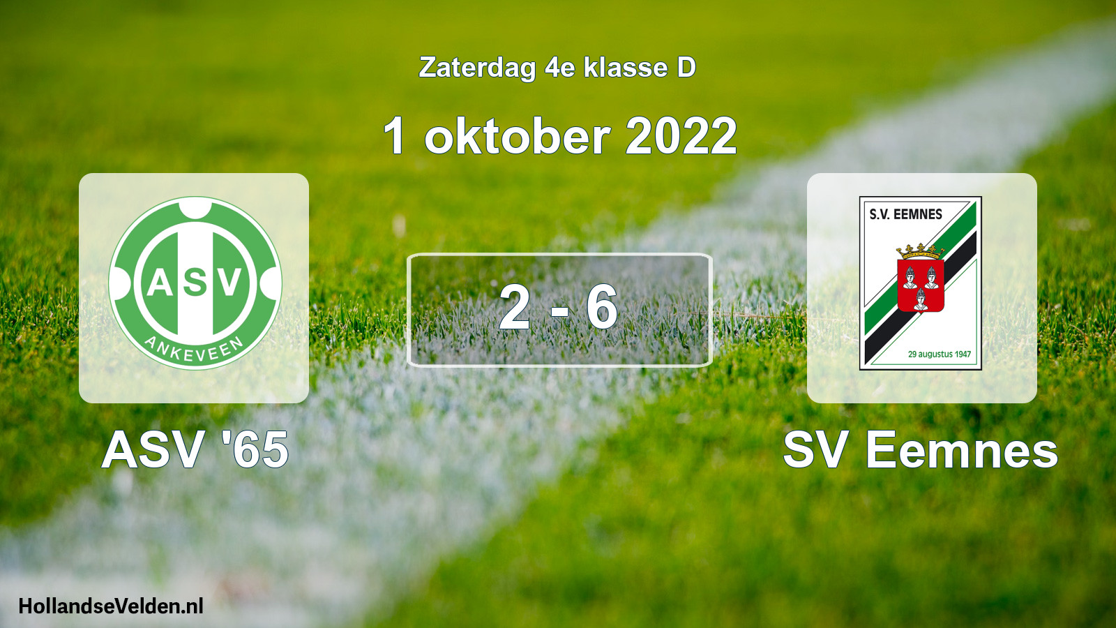 Total number of matches played: ASV '65 - SV Eemnes 2 - 6 (1 October 2022)