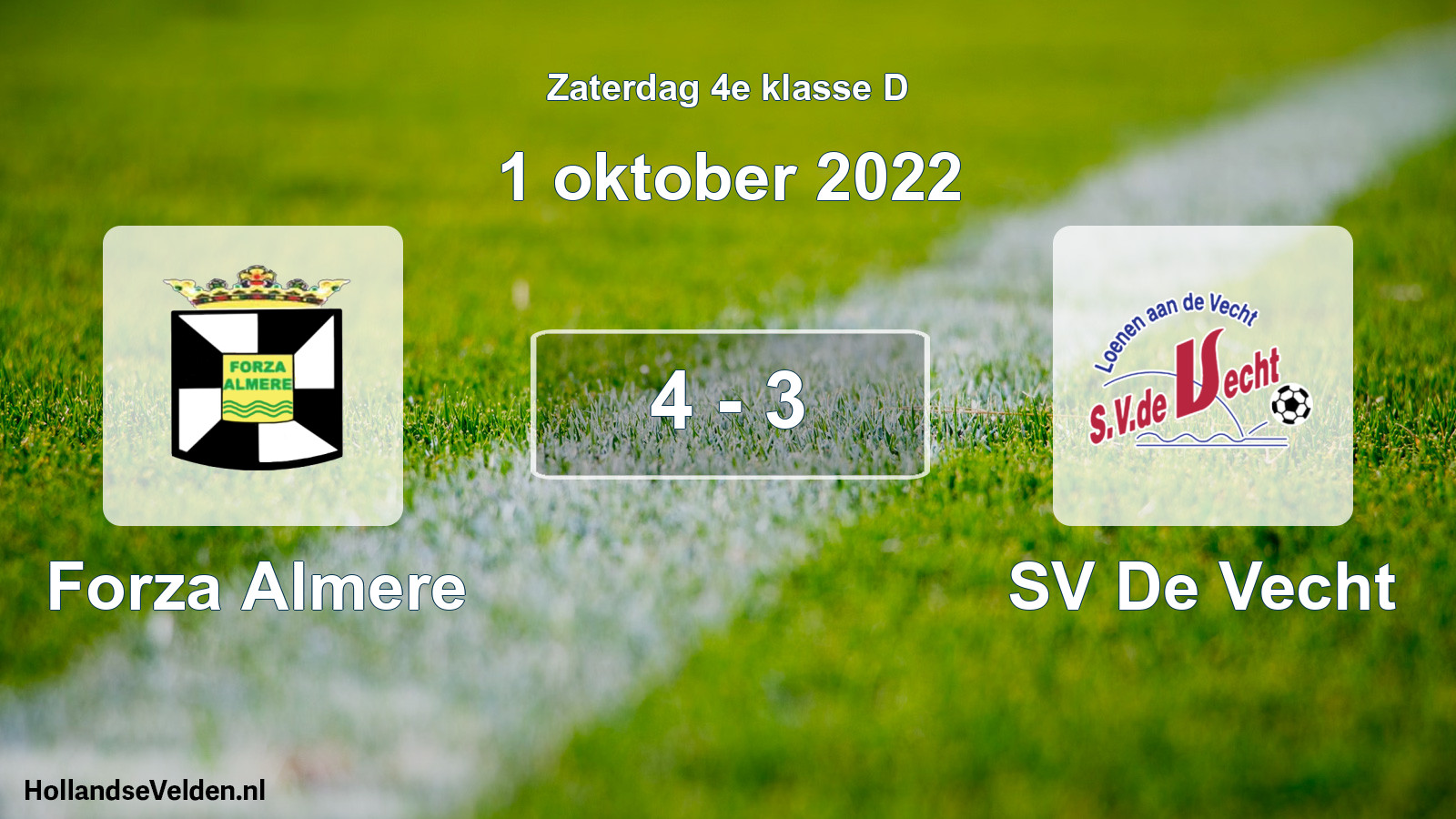 Total number of matches played: Forza Almere - SV De Vecht 4 - 3 (1 October 2022)