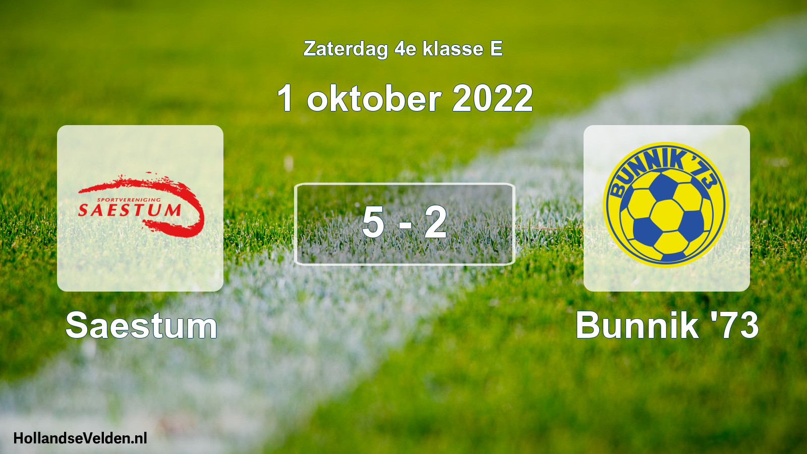 Total number of matches played: Saestum - Bunnik '73 5 - 2 (1 October 2022)