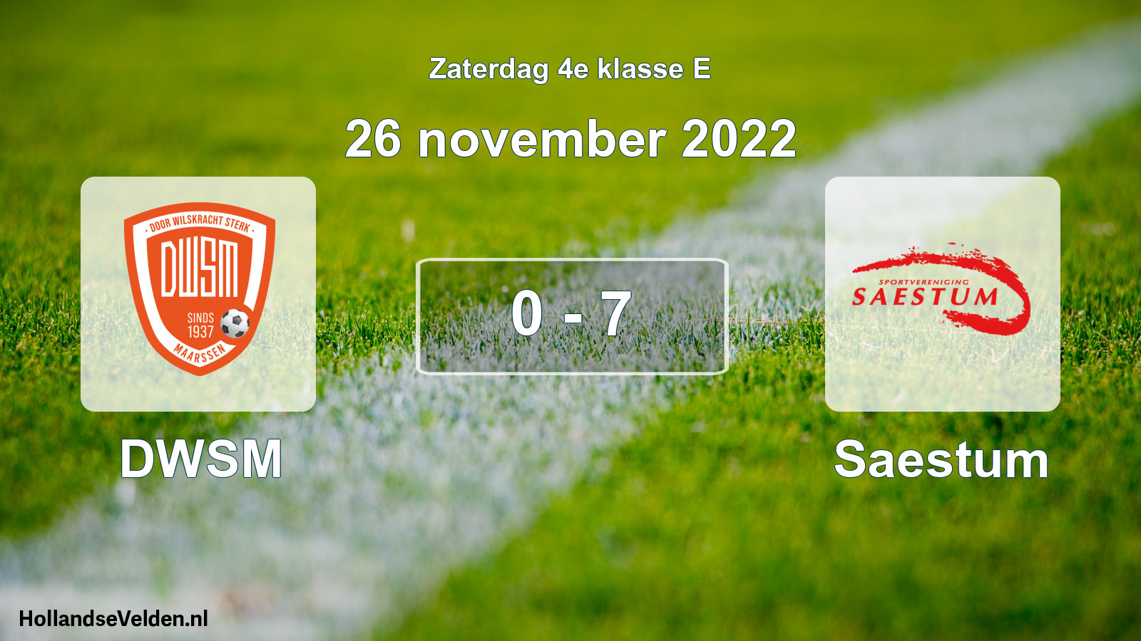 Total number of matches played: DWSM - Saestum 0 - 7 (26 November 2022)
