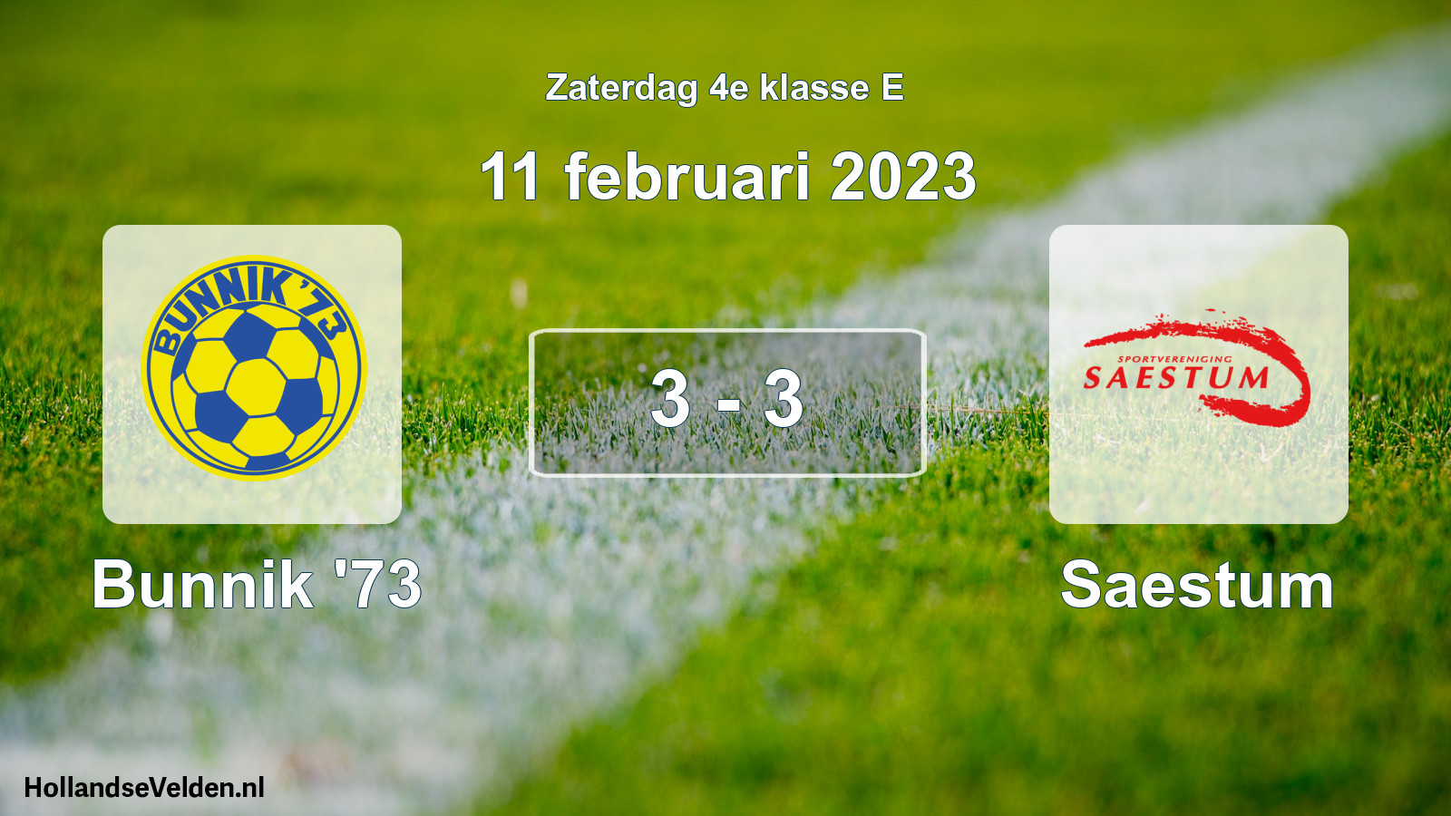Total number of matches played: Bunnik '73 - Saestum 3 - 3 (11 February 2023)