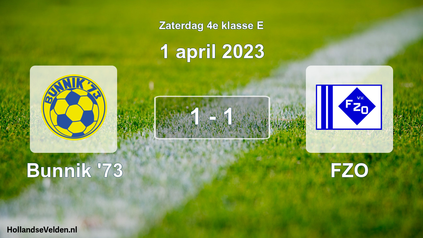Total number of matches played: Bunnik '73 - FZO 1 - 1 (1 April 2023)
