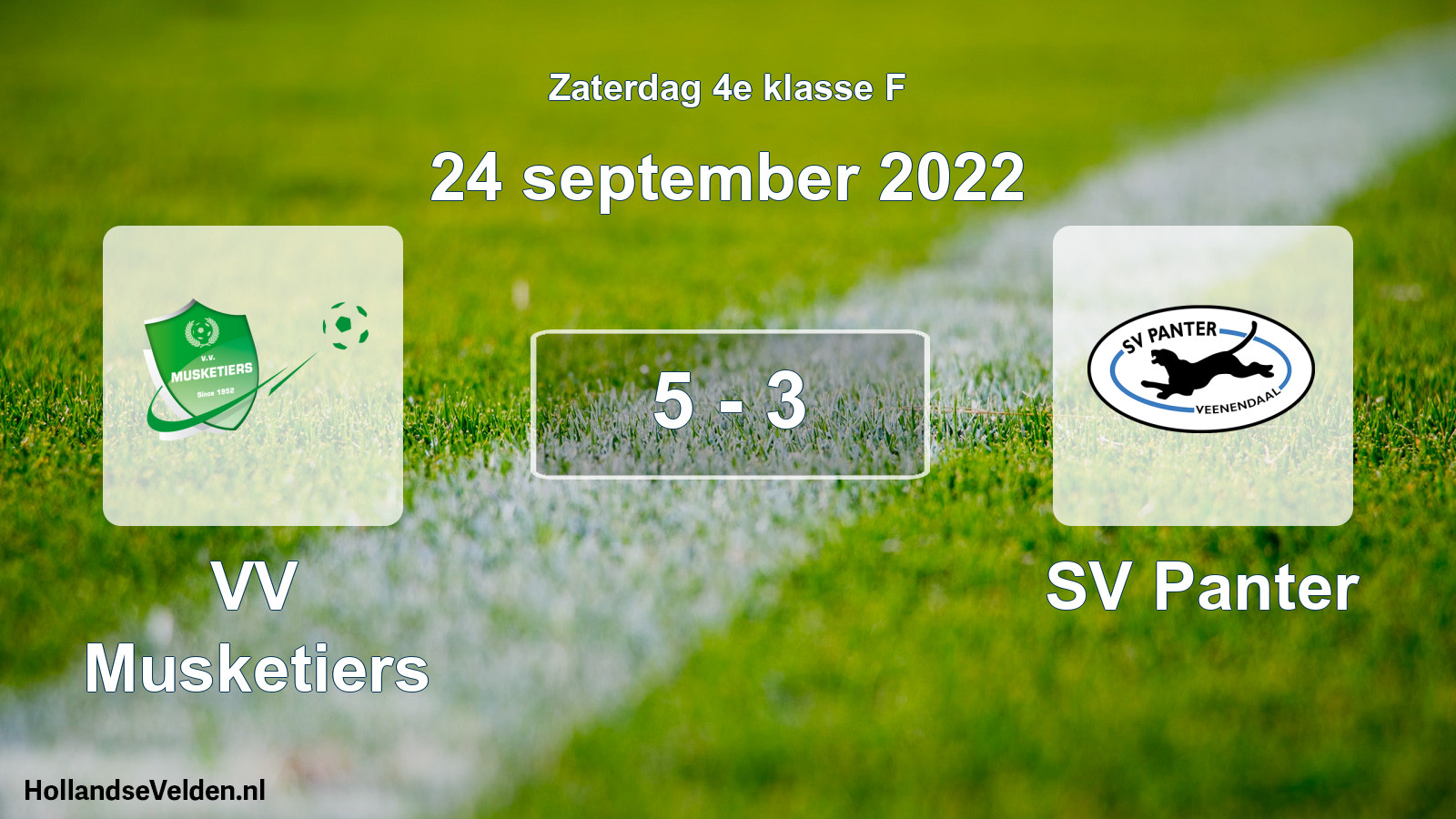 Total number of matches played: VV Musketiers - SV Panter 5 - 3 (24 September 2022)