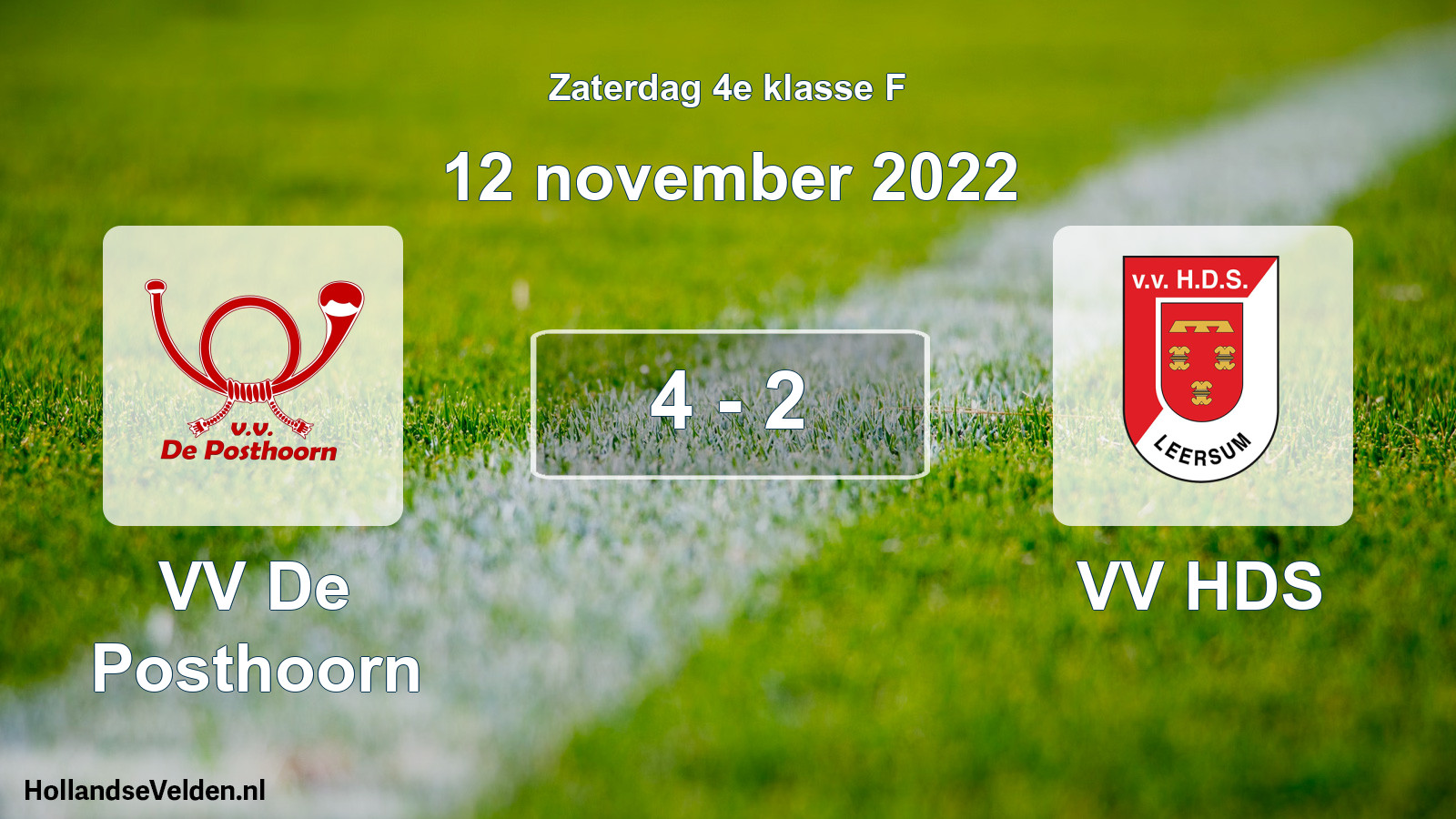 Total number of matches played: VV De Posthoorn - VV HDS 4 - 2 (12 November 2022)