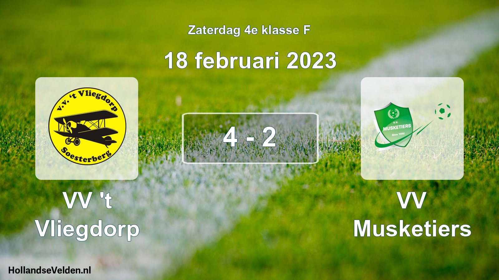 Total number of matches played: VV 't Vliegdorp - VV Musketiers 4 - 2 (18 February 2023)