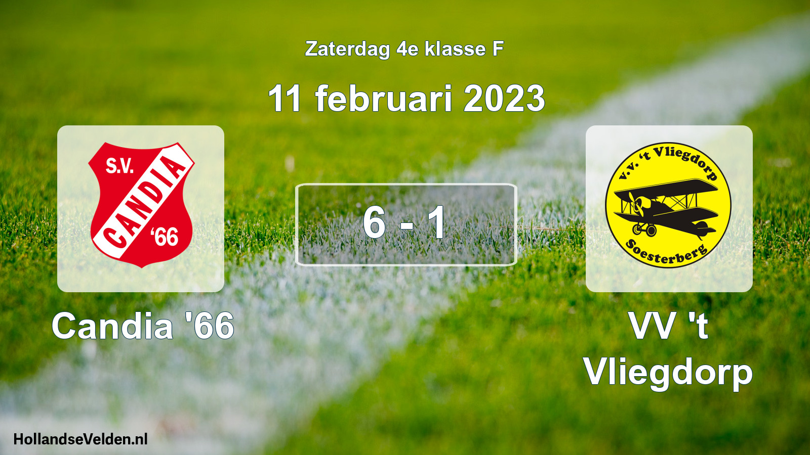 Total number of matches played: Candia '66 - VV 't Vliegdorp 6 - 1 (11 February 2023)