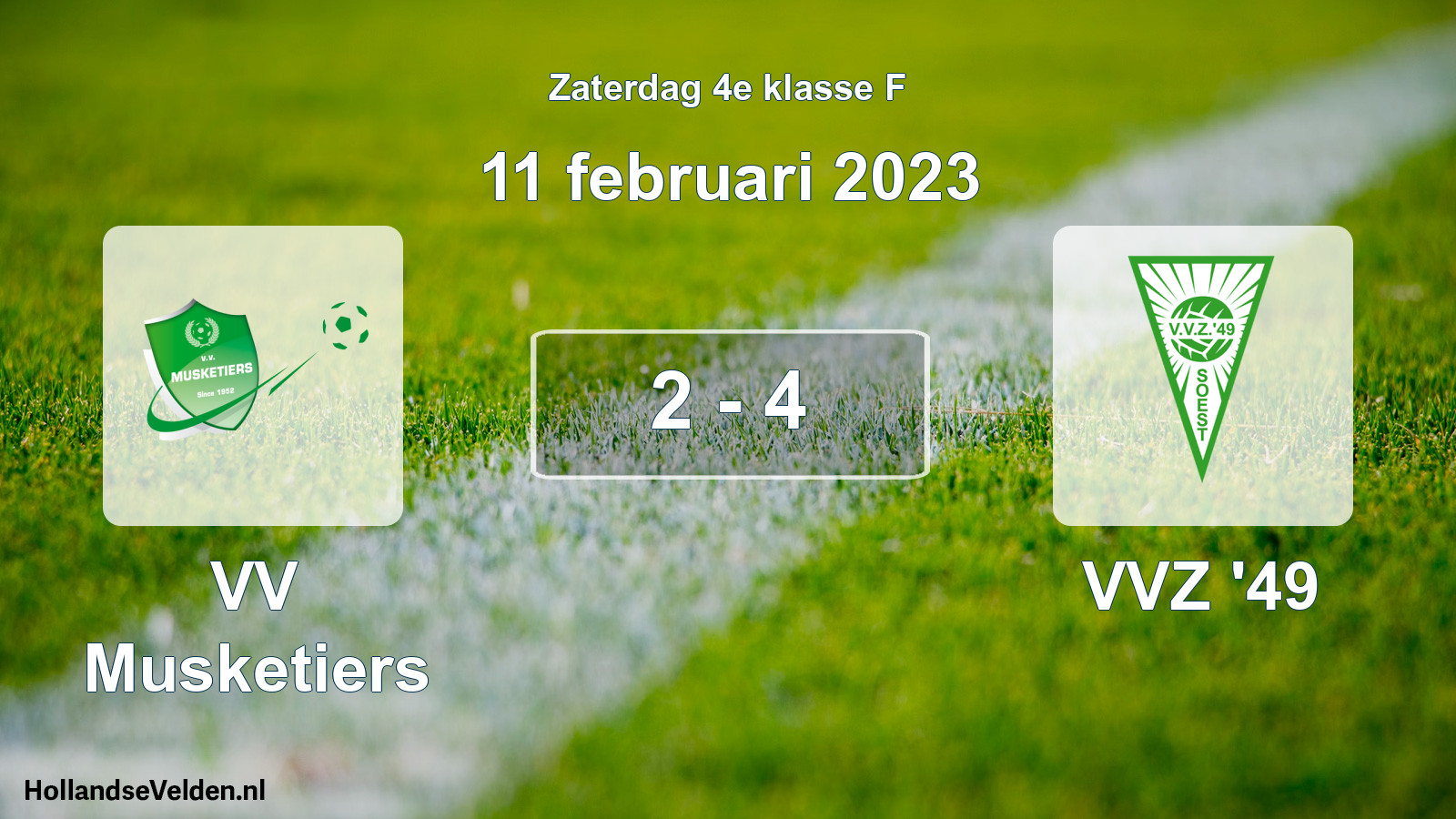 Total number of matches played: VV Musketiers - VVZ '49 2 - 4 (11 February 2023)