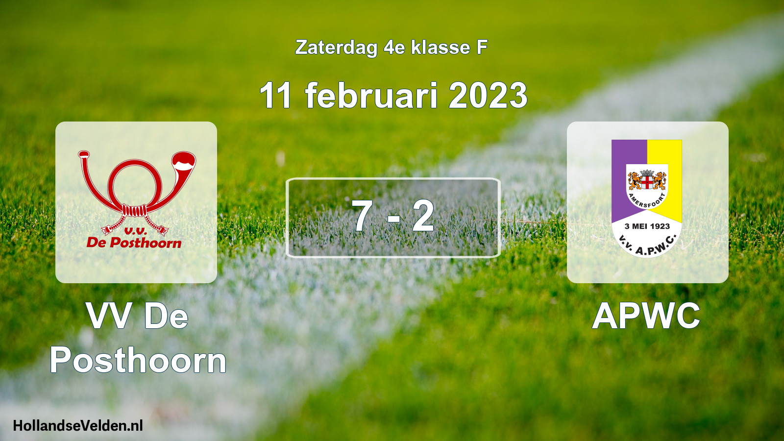 Total number of matches played: VV De Posthoorn - APWC 7 - 2 (11 February 2023)