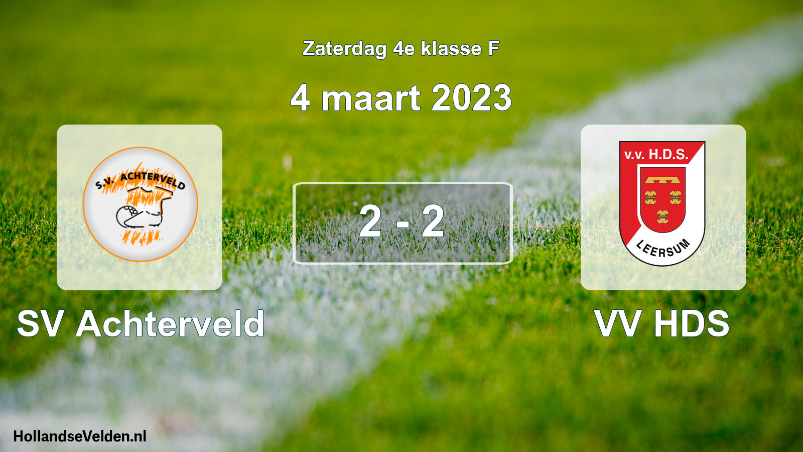 Total number of matches played: SV Achterveld - VV HDS 2 - 2 (4 March 2023)
