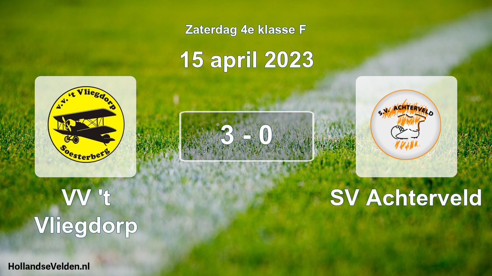 Total number of matches played: VV 't Vliegdorp - SV Achterveld 3 - 0 (15 April 2023)