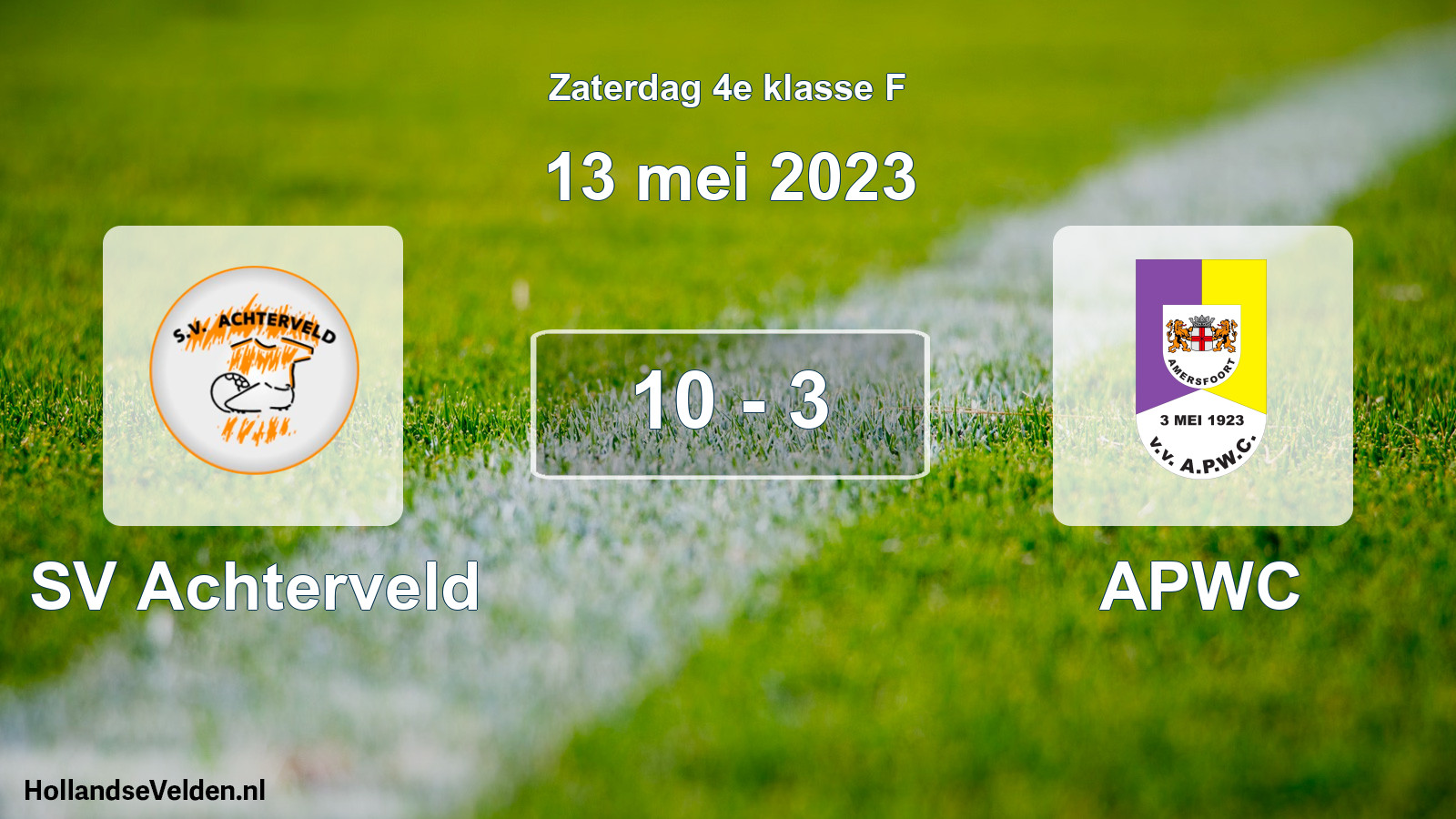 Total number of matches played: SV Achterveld - APWC 10 - 3 (13 May 2023)
