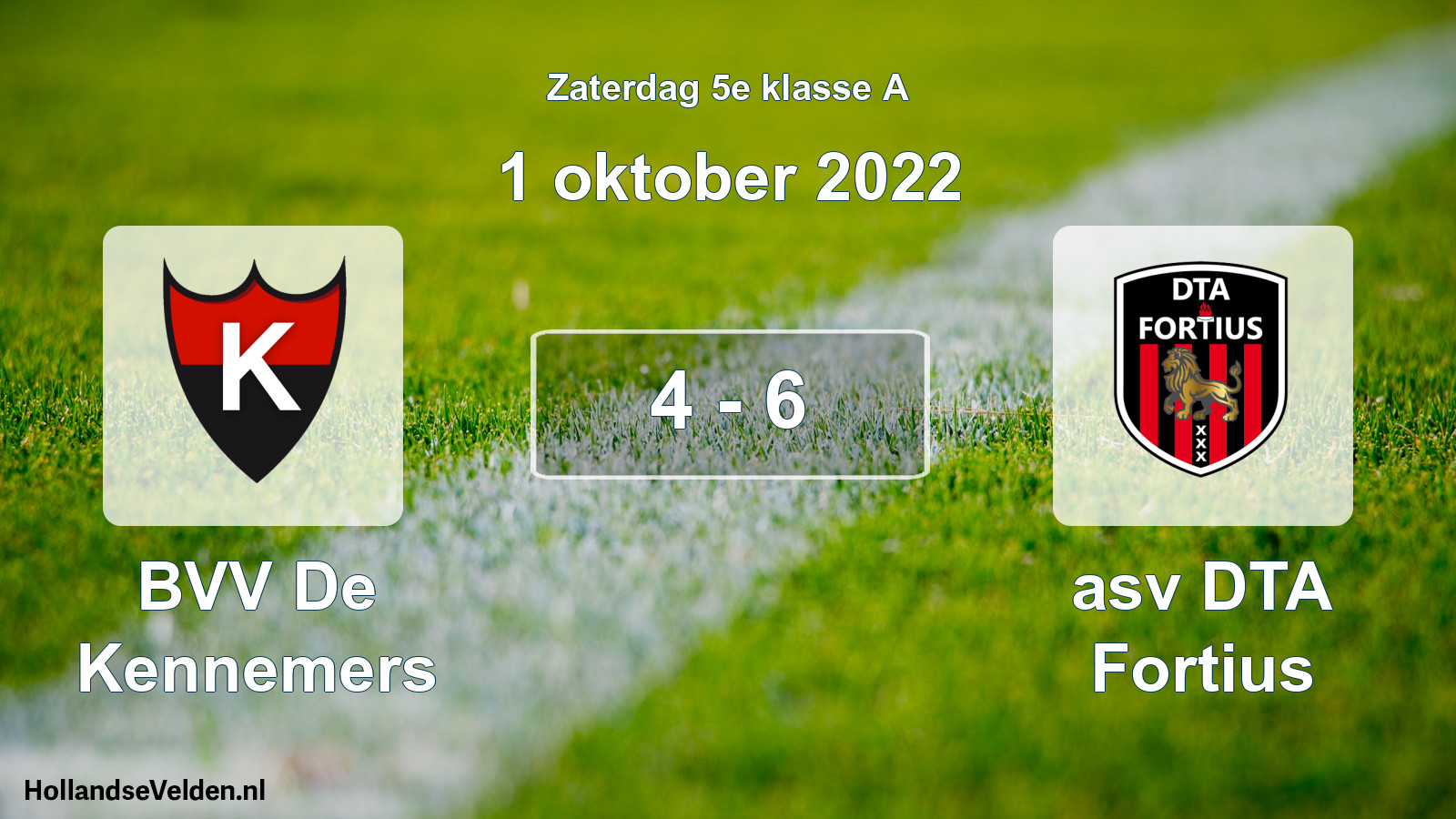 Total number of matches played: BVV De Kennemers - asv DTA Fortius 4 - 6 (1 October 2022)