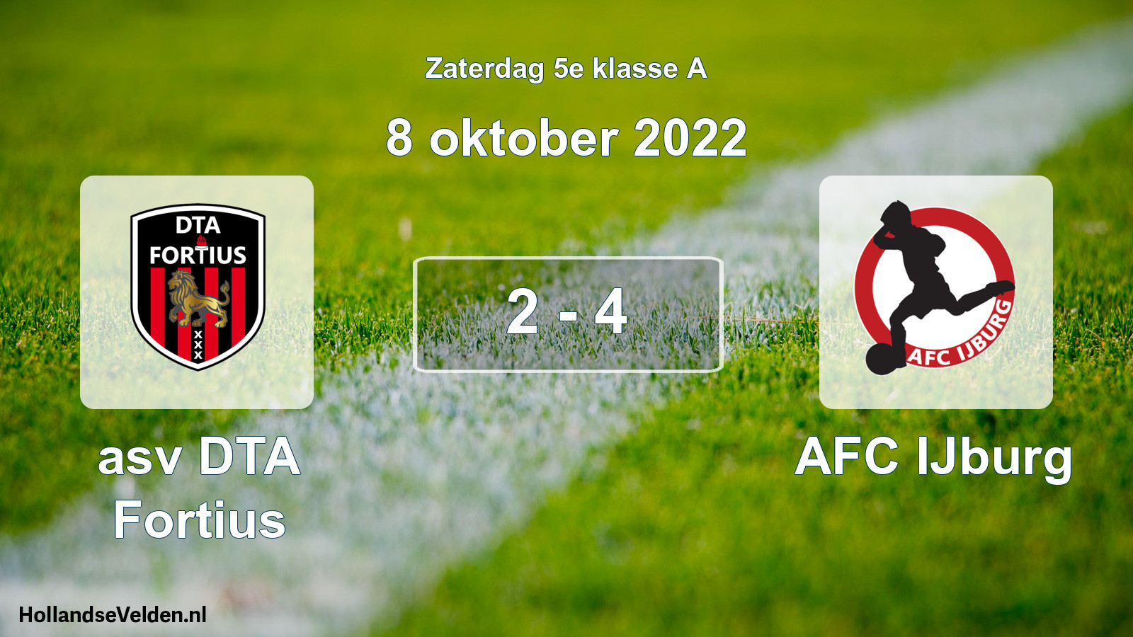 Total number of matches played: asv DTA Fortius - AFC IJburg 2 - 4 (8 October 2022)