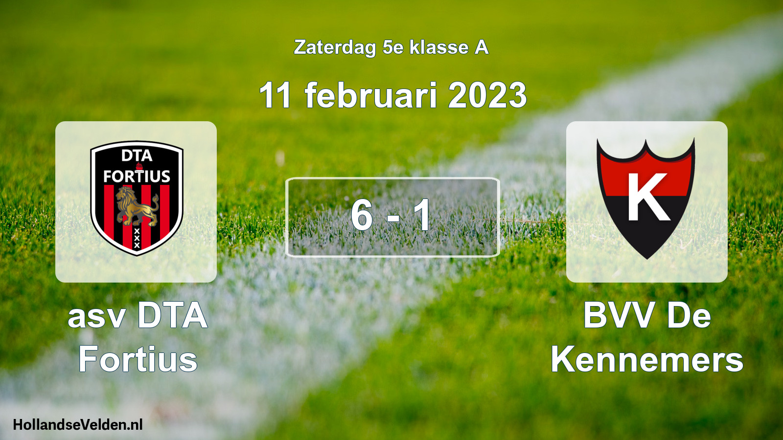 Total number of matches played: asv DTA Fortius - BVV De Kennemers 6 - 1 (11 February 2023)