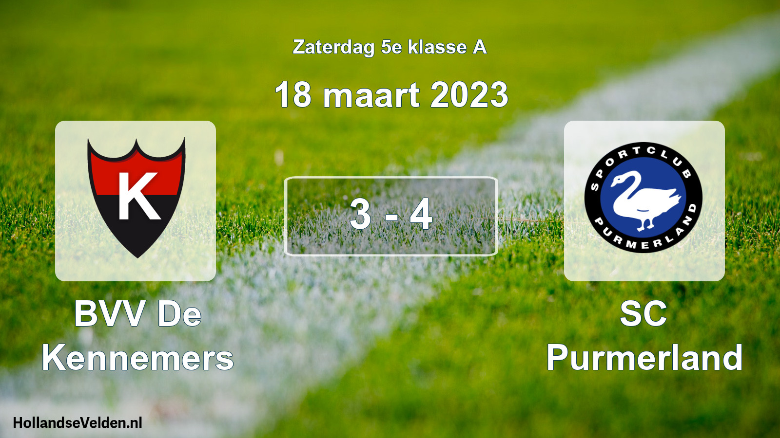 Total number of matches played: BVV De Kennemers - SC Purmerland 3 - 4 (18 March 2023)