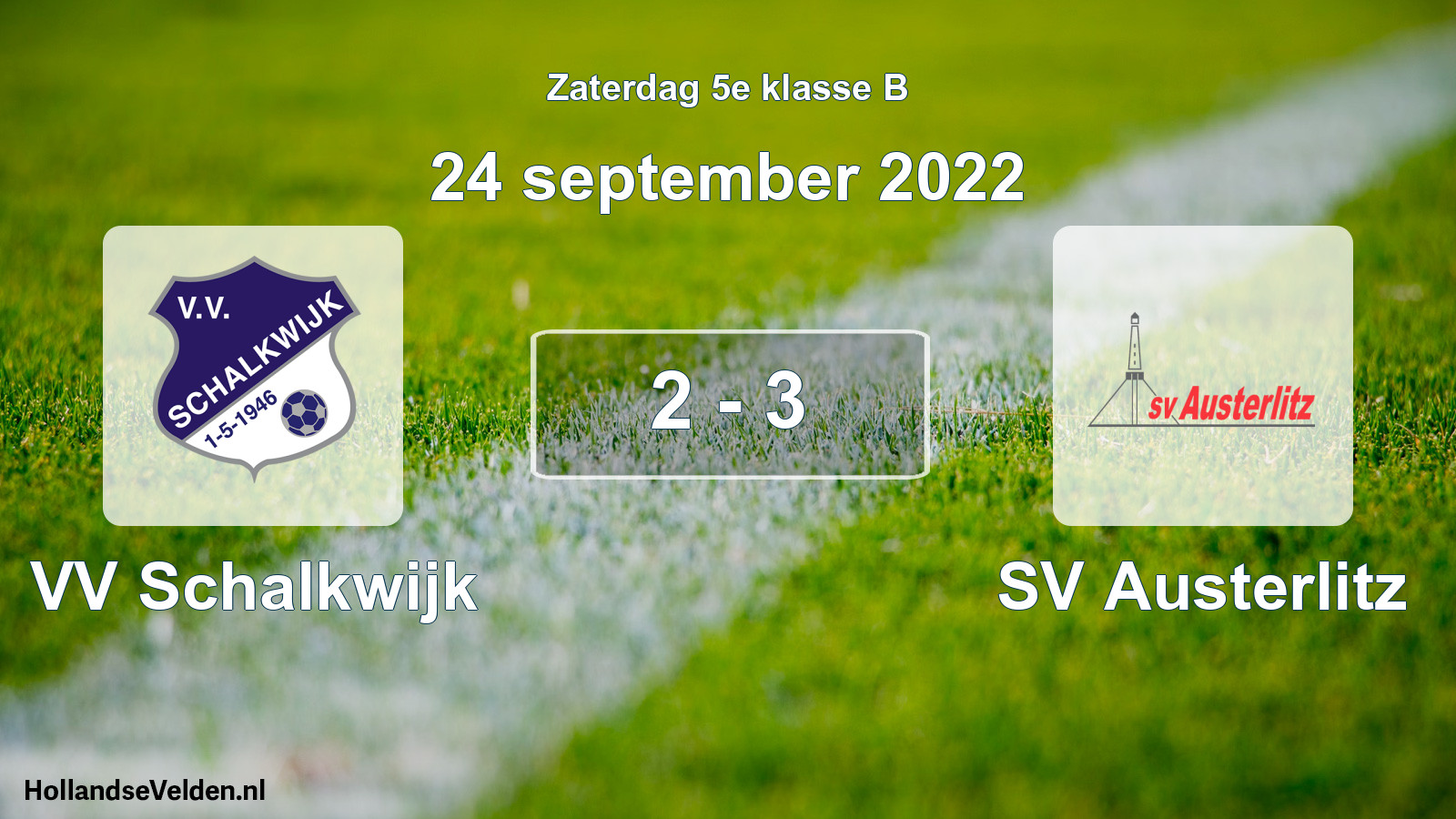 Total number of matches played: VV Schalkwijk - SV Austerlitz 2 - 3 (24 September 2022)