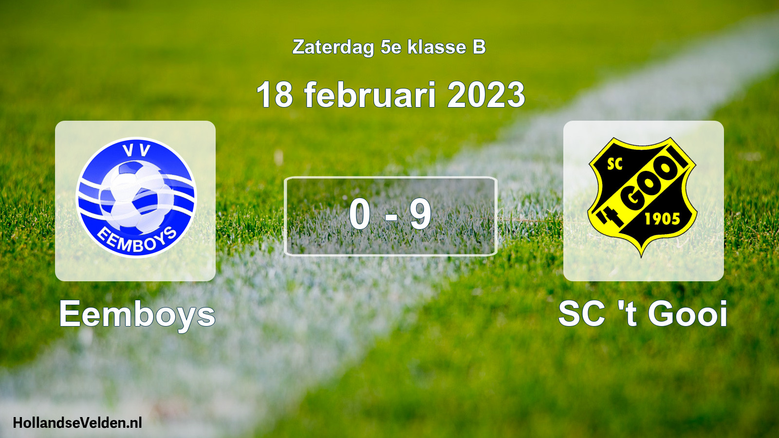 Total number of matches played: Eemboys - SC 't Gooi 0 - 9 (18 February 2023)
