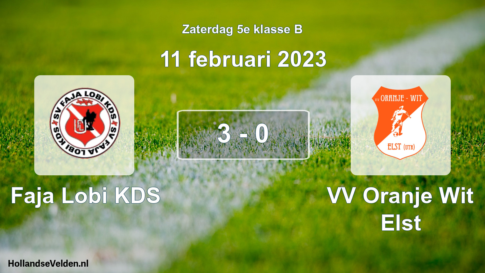 Total number of matches played: Faja Lobi KDS - VV Oranje Wit Elst 3 - 0 (11 February 2023)