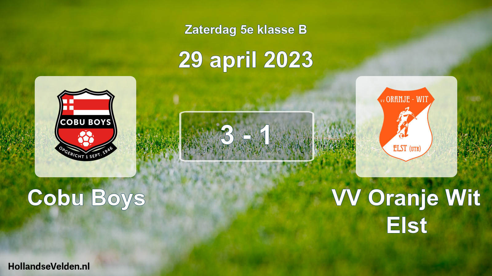 Total number of matches played: Cobu Boys - VV Oranje Wit Elst 3 - 1 (29 April 2023)