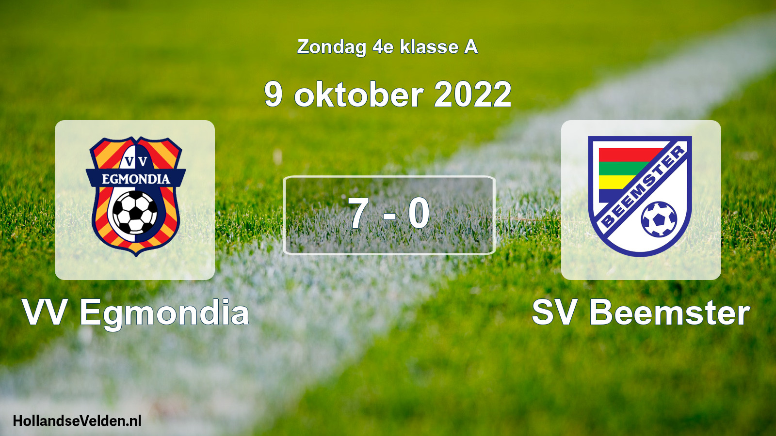 Total number of matches played: VV Egmondia - SV Beemster 7 - 0 (9 October 2022)