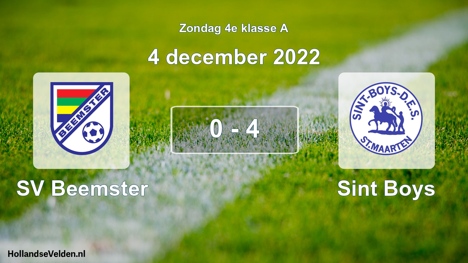 Total number of matches played: SV Beemster - Sint Boys 0 - 4 (4 December 2022)