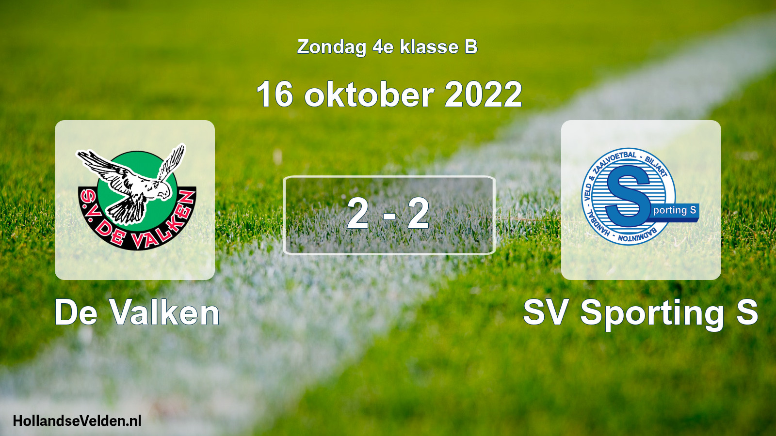 Total number of matches played: De Valken - SV Sporting S 2 - 2 (16 October 2022)