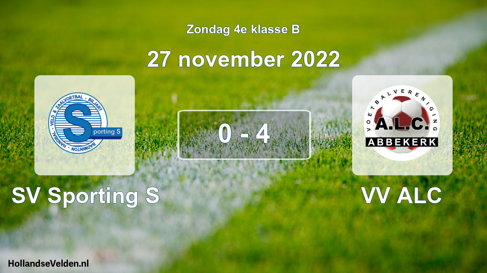 Total number of matches played: SV Sporting S - VV ALC 0 - 4 (27 November 2022)
