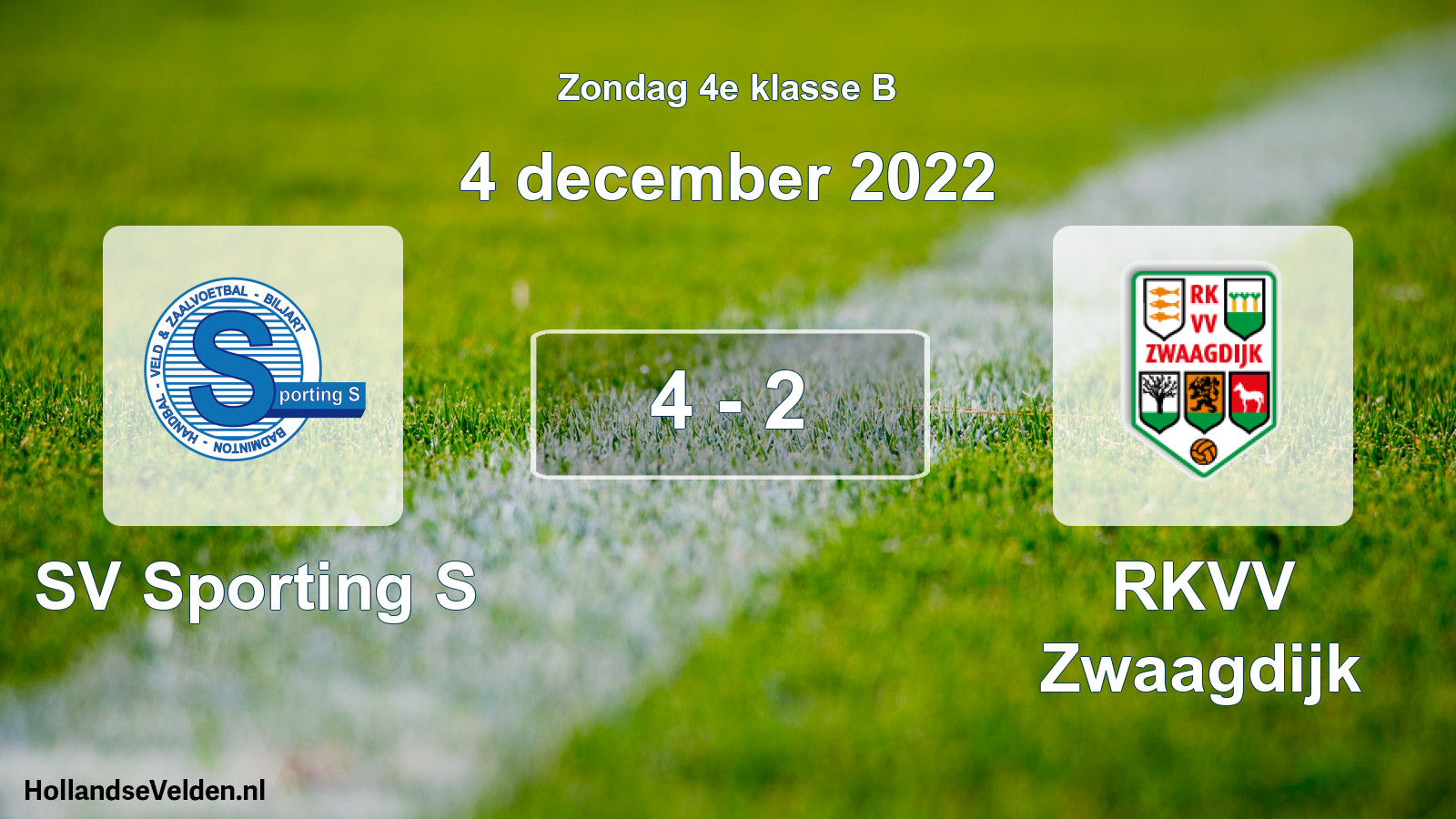 Total number of matches played: SV Sporting S - RKVV Zwaagdijk 4 - 2 (4 December 2022)