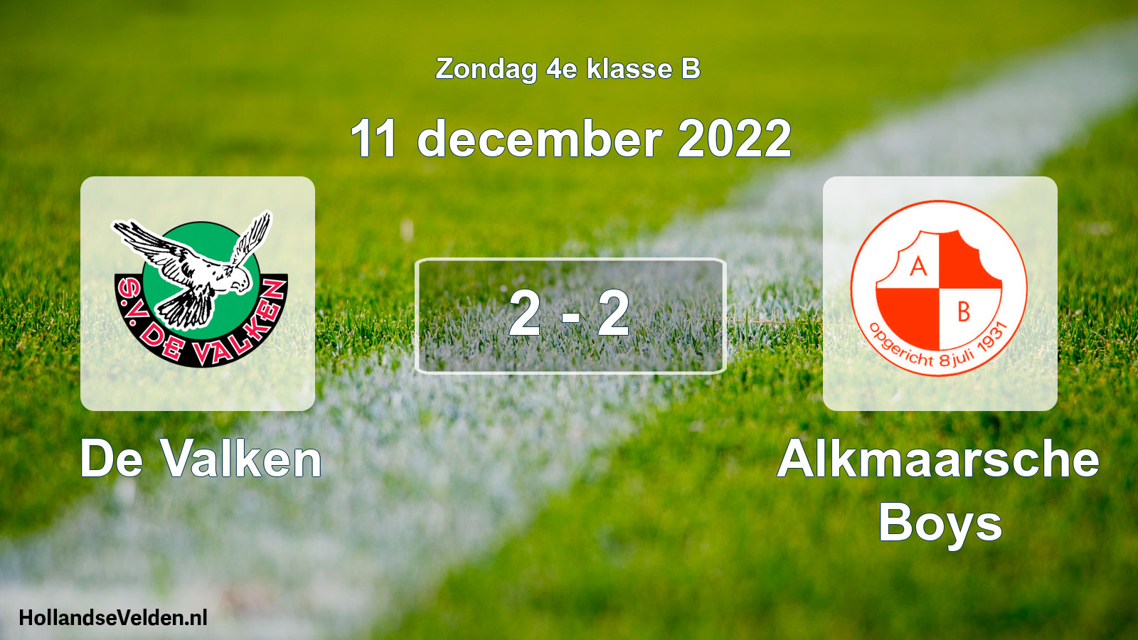 Total number of matches played: De Valken - Alkmaarsche Boys 2 - 2 (11 December 2022)
