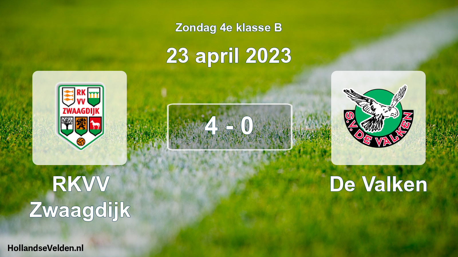 Total number of matches played: RKVV Zwaagdijk - De Valken 4 - 0 (23 April 2023)