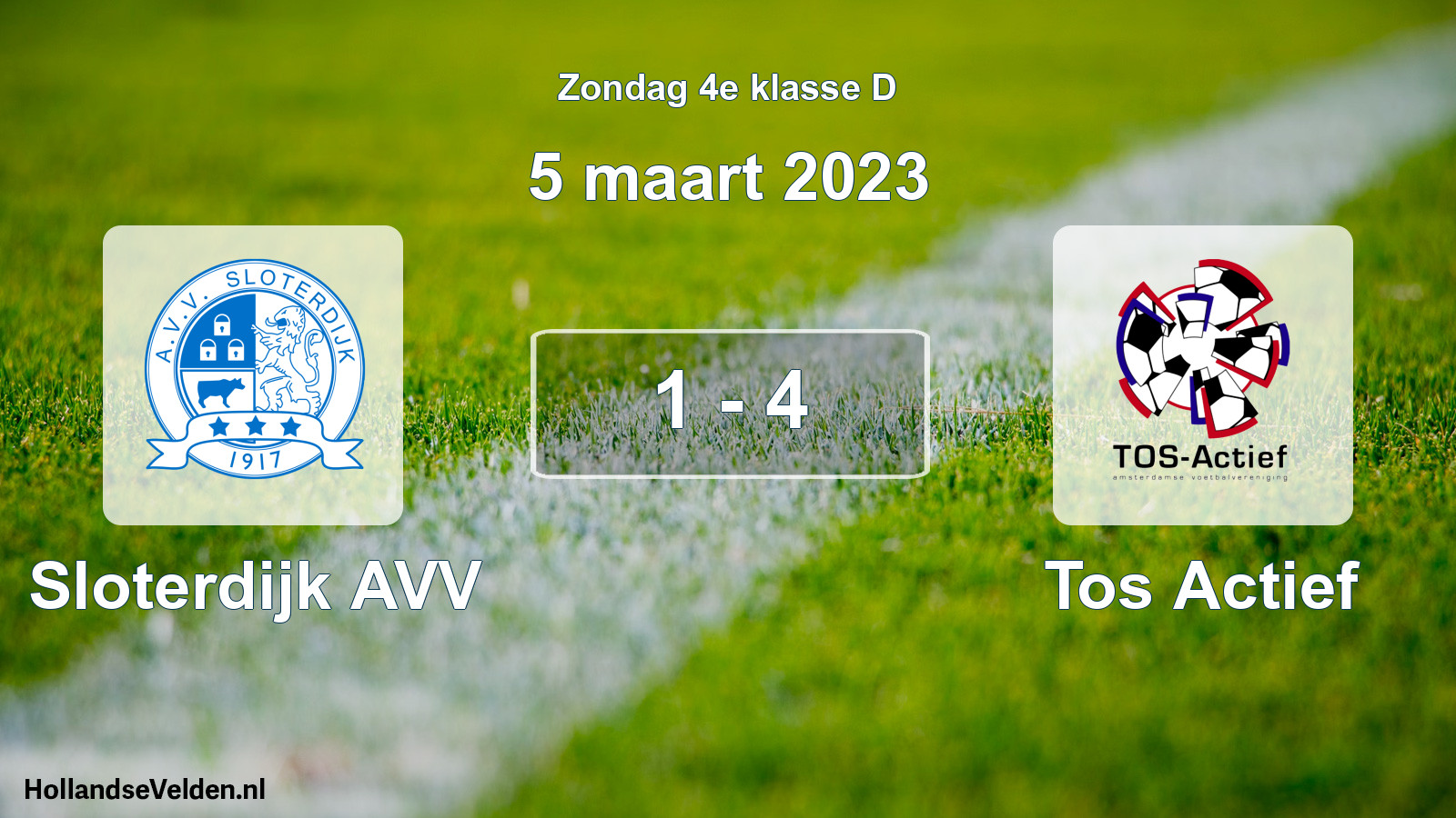 Total number of matches played: Sloterdijk AVV - Tos Actief 1 - 4 (5 March 2023)