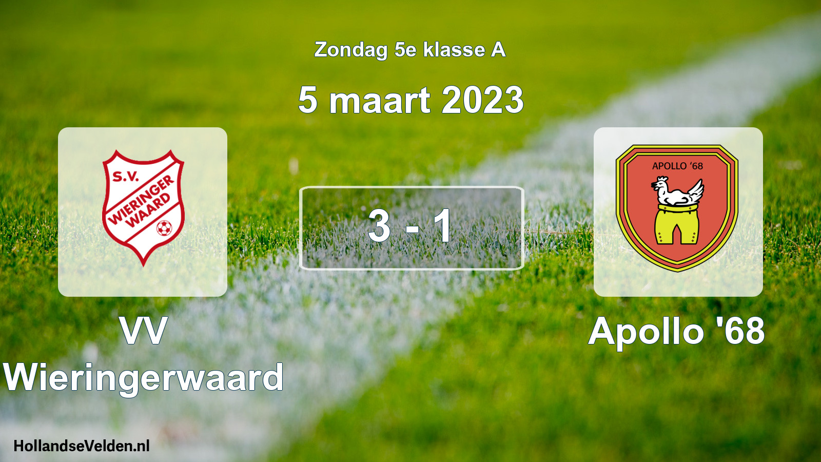 Total number of matches played: VV Wieringerwaard - Apollo '68 3 - 1 (5 March 2023)