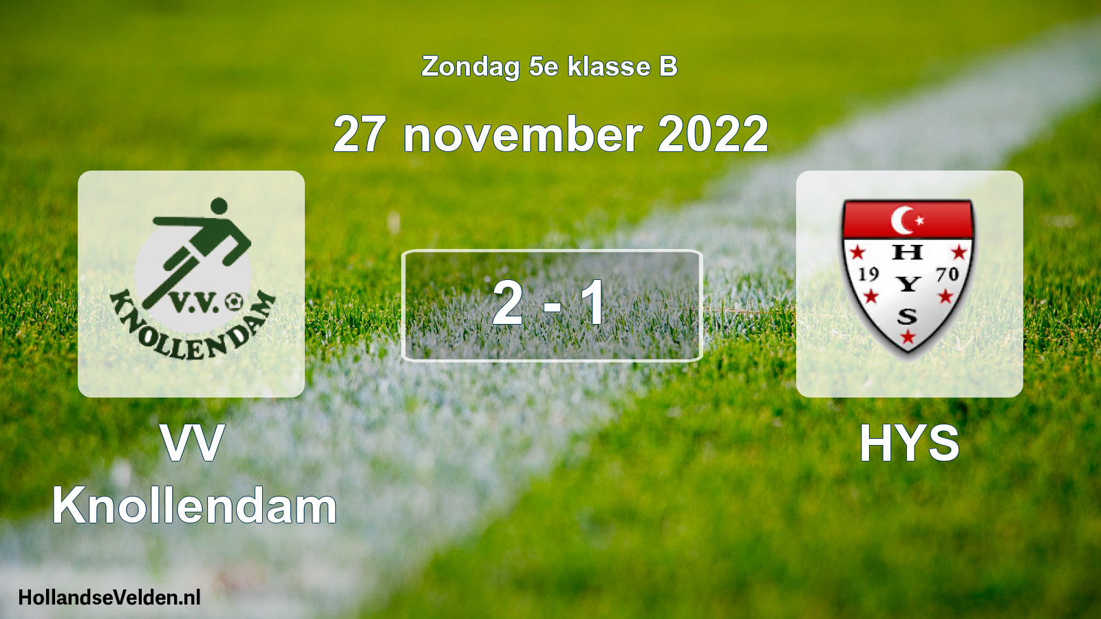 Gespeelde wedstrijd: VV Knollendam - HYS 2 - 1 (27 november 2022)