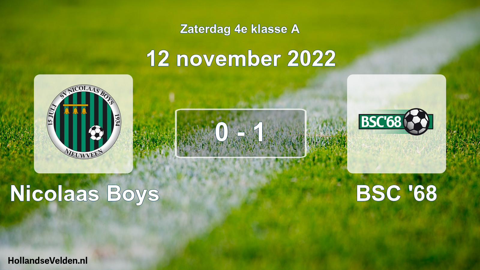 Total number of matches played: Nicolaas Boys - BSC '68 0 - 1 (12 November 2022)