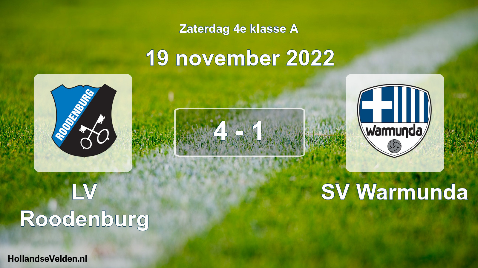 Total number of matches played: LV Roodenburg - SV Warmunda 4 - 1 (19 November 2022)