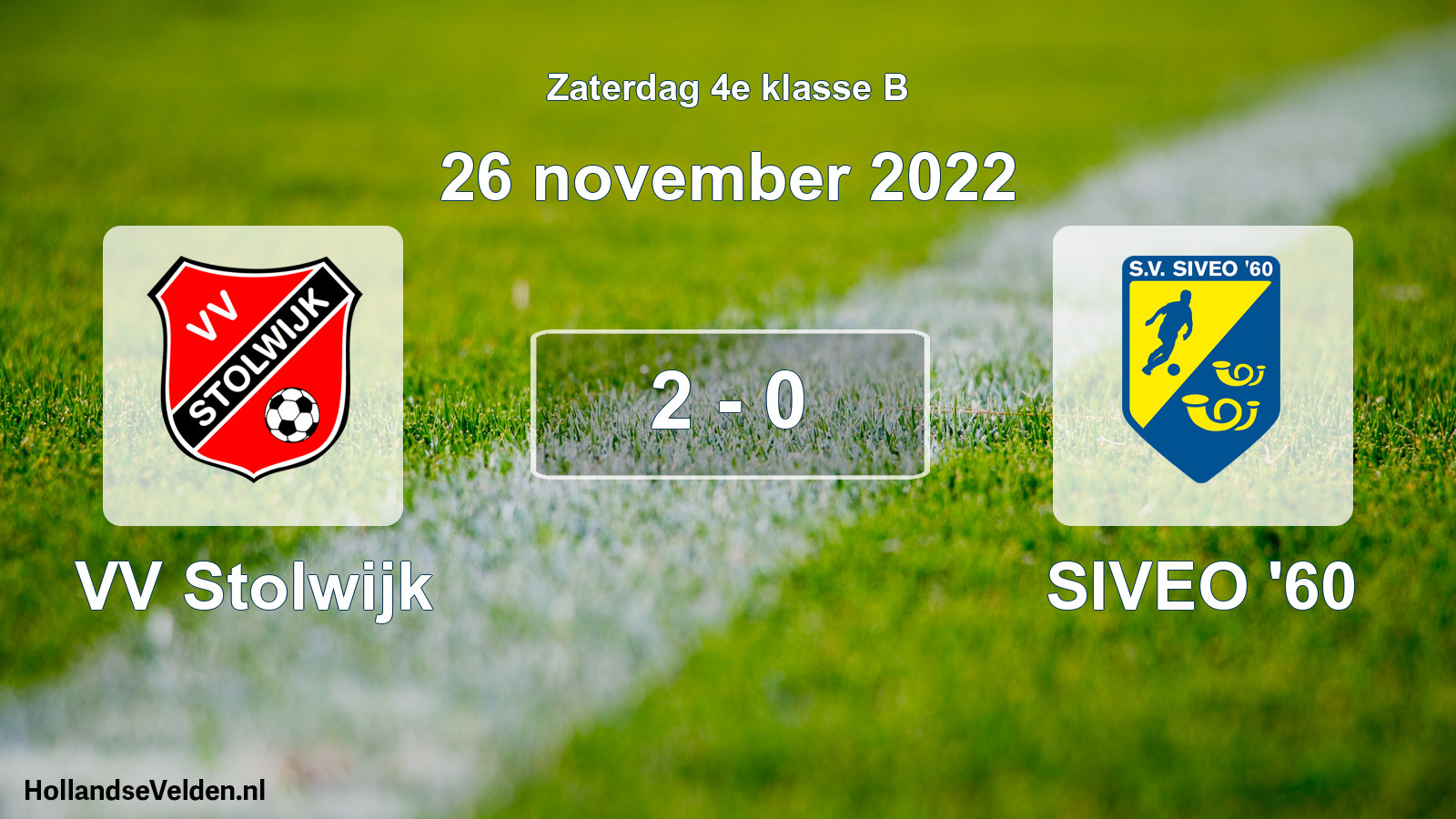 Total number of matches played: VV Stolwijk - SIVEO '60 2 - 0 (26 November 2022)