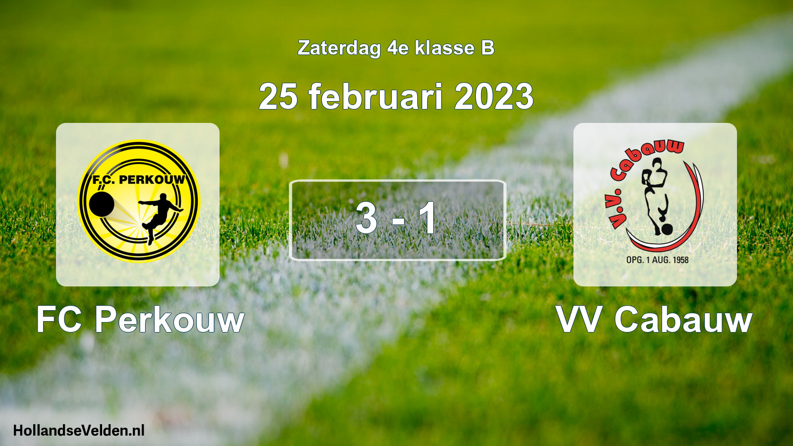 Total number of matches played: FC Perkouw - VV Cabauw 3 - 1 (25 February 2023)