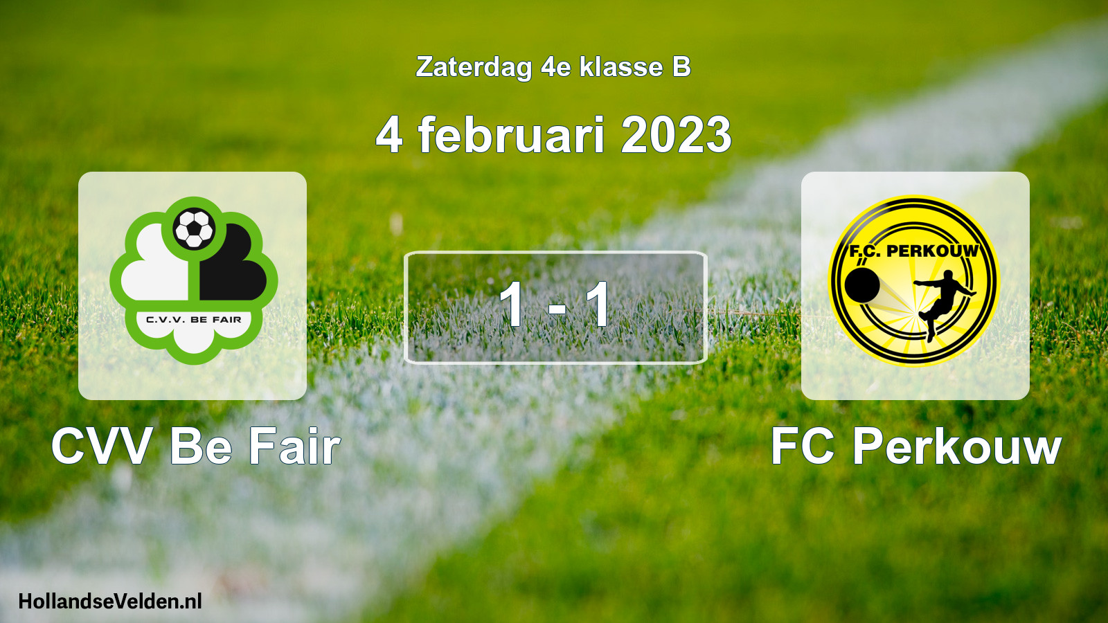 Total number of matches played: CVV Be Fair - FC Perkouw 1 - 1 (4 February 2023)