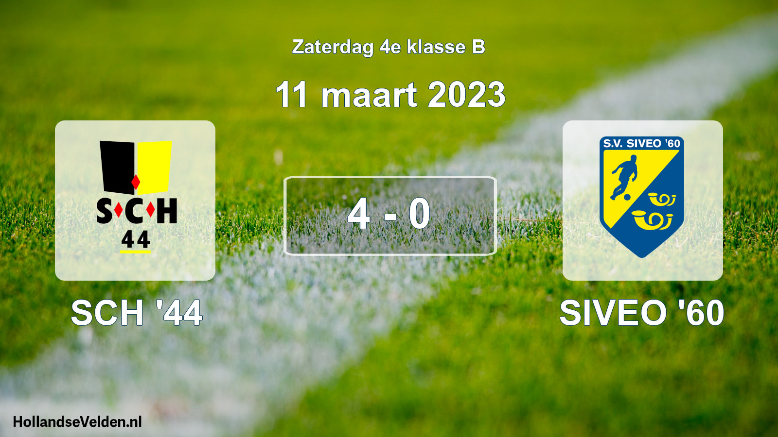 Total number of matches played: SCH '44 - SIVEO '60 4 - 0 (11 March 2023)