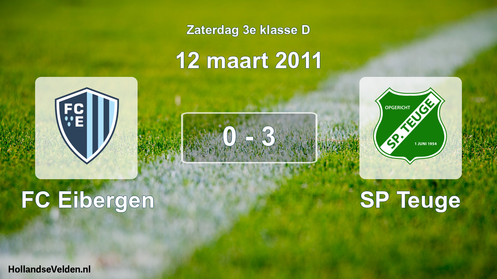 Total number of matches played: FC Eibergen - SP Teuge 0 - 3 (12 March 2011)