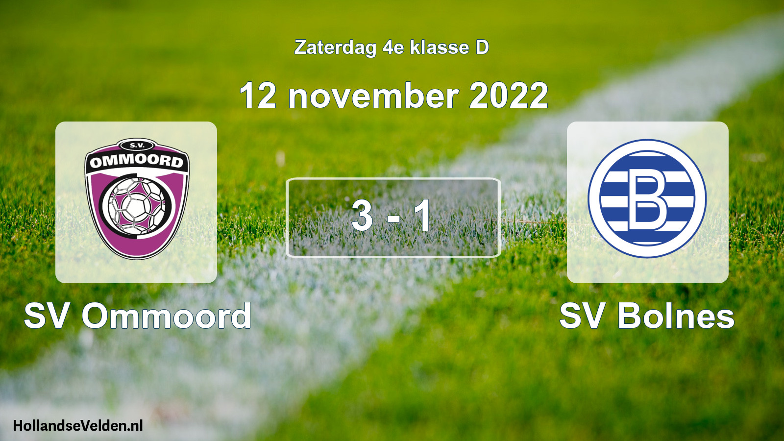 Total number of matches played: SV Ommoord - SV Bolnes 3 - 1 (12 November 2022)