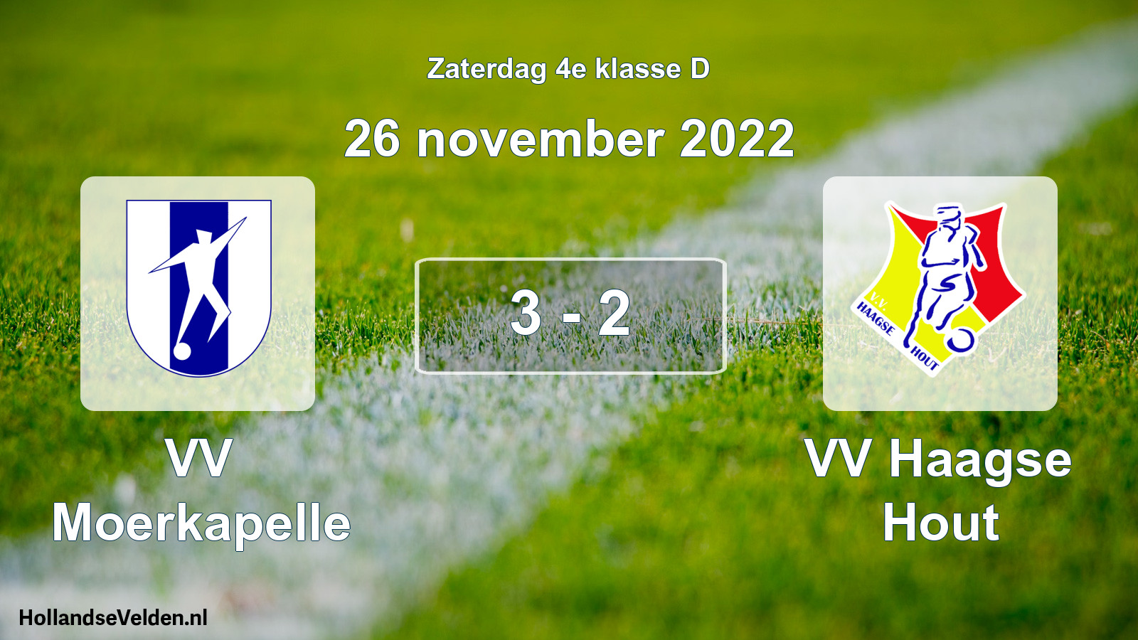 Total number of matches played: VV Moerkapelle - VV Haagse Hout 3 - 2 (26 November 2022)