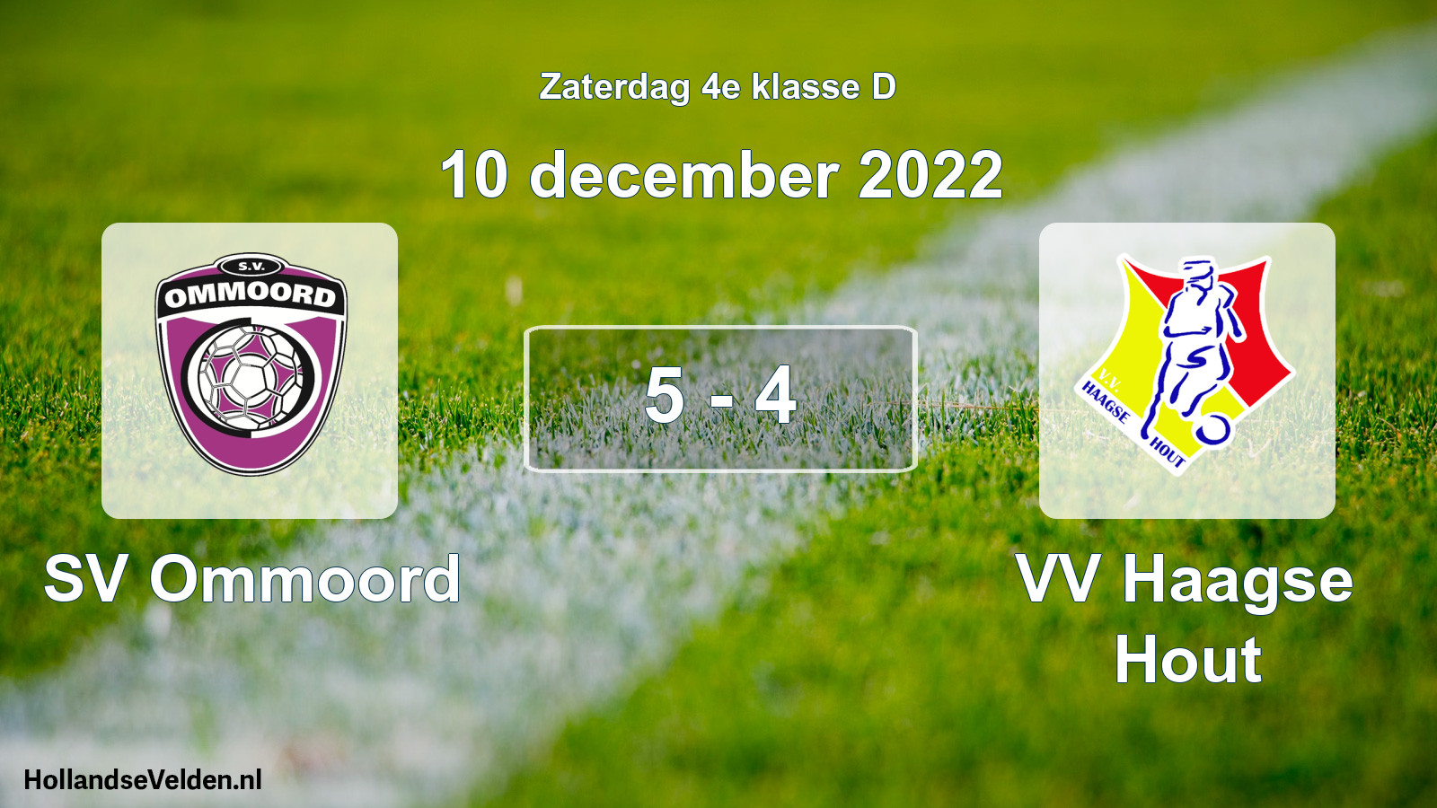 Total number of matches played: SV Ommoord - VV Haagse Hout 5 - 4 (10 December 2022)